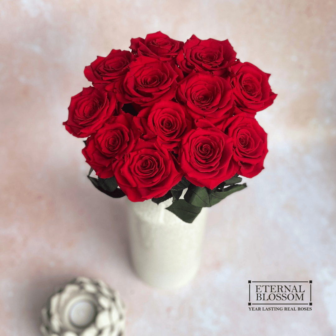 A Dozen Long Stem Roses - Year Lasting Infinity Roses