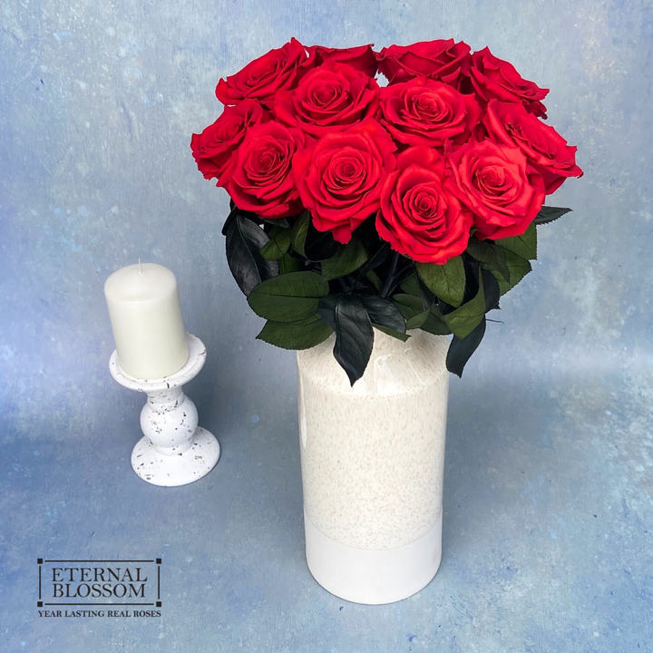 A Dozen Long Stem Roses - Year Lasting Infinity Roses